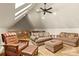 Cozy loft area with comfortable seating, neutral carpeting, and natural lighting from multiple skylights at 19040 Mary Ardrey Cir, Cornelius, NC 28031