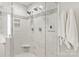 Modern shower with glass enclosure, dual shower heads, and tiled walls, offering a spa-like experience at 19040 Mary Ardrey Cir, Cornelius, NC 28031