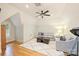 Spacious bonus room with high ceilings, recessed lighting, ceiling fan and exercise equipment at 20635 Queensdale Dr, Cornelius, NC 28031