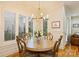 Cozy breakfast nook with a round wooden table, comfortable chairs, and natural light streaming in through shuttered windows at 20635 Queensdale Dr, Cornelius, NC 28031