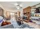 Inviting living room with a cozy brick fireplace and open floor plan at 209 Vanderbilt Ave, China Grove, NC 28023