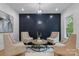 Stylish sitting room with a patterned accent wall, designer lighting and four patterned chairs at 3038 Northampton Dr, Charlotte, NC 28210