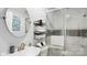 A stylish bathroom featuring a modern sink, decorative shelves and new shower at 318 Lake Montonia Rd, Kings Mountain, NC 28086