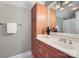 Bathroom featuring wooden cabinet, white countertop, and neutral paint at 119 Taylor Ct, Mooresville, NC 28117