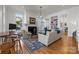 Cozy living room with fireplace, built-in bookshelves, and comfortable seating at 1212 Queens Rd, Charlotte, NC 28207
