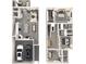 Two story floorplan with an open-concept kitchen, bedrooms, and living room layout at 1730 Braemar Village Dr, Monroe, NC 28110