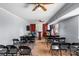 Carpeted area with natural lighting, fans, a sound stage, a lectern and flags on display at 3612 Winterfield Pl, Charlotte, NC 28205