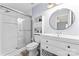 Modern bathroom with a glass-enclosed shower, stylish vanity, and contemporary fixtures at 4020 Brandie Glen Rd, Charlotte, NC 28269