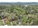 Aerial shot of the cabin nestled in lush greenery near a lake offering a serene and private retreat at 528 Manchester Rd, Mount Gilead, NC 27306