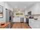 Well-lit kitchen with stainless steel appliances and white cabinetry at 900 E Woodlawn Rd, Charlotte, NC 28209