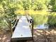 Picturesque dock on a serene lake, providing a tranquil setting for waterfront enjoyment and recreation at 113 Hidden Ln, Mooresville, NC 28117