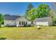 Spacious backyard featuring a well-maintained lawn, detached garage, and cozy seating area at 2175 Highwood Rd, Rock Hill, SC 29732