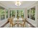 Charming breakfast nook with large windows, a modern table, and views of the lush surrounding landscape at 2605 Winding Oak Dr, Charlotte, NC 28270