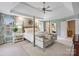 Serene main bedroom with four-poster bed, sitting area, and en-suite bathroom access at 6225 Woodleigh Oaks Dr, Charlotte, NC 28226