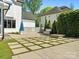 Beautiful backyard with water feature, lawn with pavers, and plenty of space for entertaining at 6700 Folger Dr, Charlotte, NC 28270