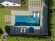 Aerial view of a private backyard pool and patio area with lounge chairs and manicured landscaping at 6700 Folger Dr, Charlotte, NC 28270