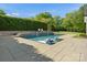 Inviting pool area featuring in-pool loungers, stone accents, and mature landscaping at 6700 Folger Dr, Charlotte, NC 28270