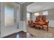 Dining room with hardwood floors, and a classic light fixture at 128 Stibbs Cross Rd, Mooresville, NC 28115