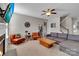 Comfortable living room featuring a large sectional sofa, fireplace, and built-in shelving at 128 Stibbs Cross Rd, Mooresville, NC 28115