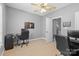 Bedroom with two desks, ceiling fan and closet space at 1386 21St Ne Ave, Hickory, NC 28601