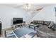 Cozy living room with sofa, TV, carpet and ceiling fan at 1386 21St Ne Ave, Hickory, NC 28601