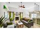 Open concept living area with cozy seating and a corner fireplace at 2020 Makin Dr, Indian Trail, NC 28079