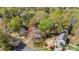 Aerial view of a charming home nestled amongst mature trees in a residential neighborhood at 2439 Heathershire Ln, Matthews, NC 28105