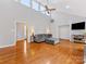 Spacious living room with vaulted ceiling, hardwood floors, and lots of natural light at 3489 Lake Shore S Rd, Denver, NC 28037