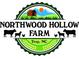 Logo for Northwood Hollow Farm with farm animals, text and cabin graphic at 368 Northwood Dr, Troy, NC 27371