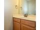 Bright bathroom with a vanity sink, wood cabinets, and a large mirror at 535 Donatello Ave, Charlotte, NC 28205