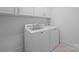 Efficient laundry room with modern washer and dryer units and overhead cabinets at 6020 Union Pacific Ave, Charlotte, NC 28210