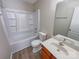Bathroom featuring a shower-tub combination, and a wood vanity with a white countertop at 808 Raindrops Rd, Gastonia, NC 28054