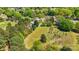 Aerial view showcases a spacious lot with lush greenery and a peaceful residential neighborhood at 110 Tanglewood Dr, Kannapolis, NC 28081