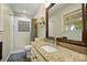 Updated bathroom featuring granite counters, and a tiled shower at 110 Tanglewood Dr, Kannapolis, NC 28081