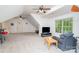 Bonus room with plush carpeting, natural light, and ceiling fans at 112 Spring Branch Rd, Fort Mill, SC 29715