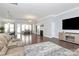 Bright living room with hardwood floors, a fireplace, a large TV, and an open layout for entertaining at 1224 Horsesugar Rd, Clover, SC 29710