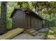 Charming single-story home with a wooden ramp, stone steps, and an outdoor seating area at 200 Highland Forest Dr, Charlotte, NC 28270