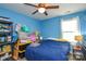 Bedroom with overhead ceiling fan, window and closet for storage at 2981 Deep Cove Nw Dr, Concord, NC 28027