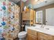 Functional bathroom with a shower/tub combination and stylish fish-themed shower curtain at 475 Delta Dr, Fort Mill, SC 29715