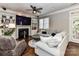 Cozy living room with a fireplace, built-in shelves, and comfortable seating at 5301 Greyfriar Ct, Waxhaw, NC 28173