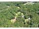Aerial view shows a verdant, tree-filled lot with a secluded house and additional outbuilding at 6575 Charlotte Hwy, York, SC 29745