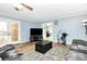Bright living room featuring hardwood floors, natural light, and outdoor access at 7034 Leaves Ln, Charlotte, NC 28213