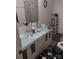 Bathroom featuring dual vessel sinks, a large mirror, and a separate shower stall at 1204 Borders Rd, Shelby, NC 28150