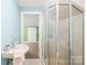 Updated bathroom featuring a glass shower, modern fixtures, and a sleek design at 158 Regency Rd, Mooresville, NC 28117
