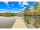 Lakeside view from the end of a wooden dock with blue sky reflecting the trees at 158 Regency Rd, Mooresville, NC 28117