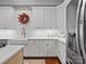 Contemporary kitchen with quartz countertops, white cabinets, stainless steel appliances, and hardwood floors for elegance at 1725 Hannon Farm Rd, Fort Mill, SC 29715