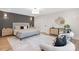 Serene main bedroom featuring accent wall, decorative lighting, and modern furnishings at 3129 Rush Ave, Charlotte, NC 28208