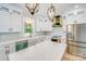 Modern kitchen featuring white cabinetry, stainless steel appliances, and a large island with quartz countertops at 32519 Buchanan Ln, Albemarle, NC 28001