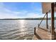 Inviting lake view from the private wooden dock with calm waters and blue skies in the background at 338 Fairfield Ct, Mount Gilead, NC 27306