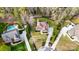 Aerial view of a property with a pool, manicured landscaping, and a circular driveway amidst lush greenery at 4231 Brushy Knl, York, SC 29745
